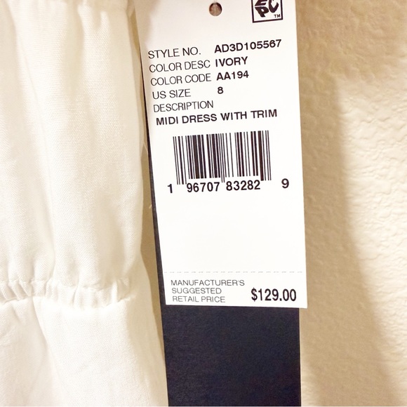 NEW Adrianna Papell Ivory Midi Dress 8 NWT - Picture 4 of 6